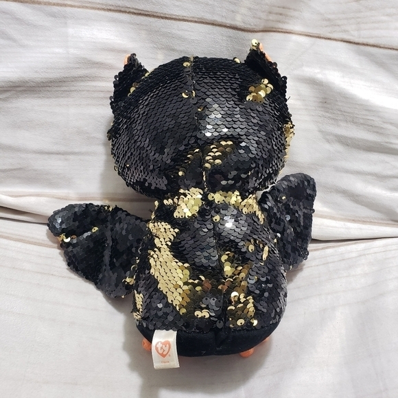 TY Flippables Beanie Boos Omen Bat 9.5" Plush Stuffed Animal Sequins Black Gold - Picture 7 of 10